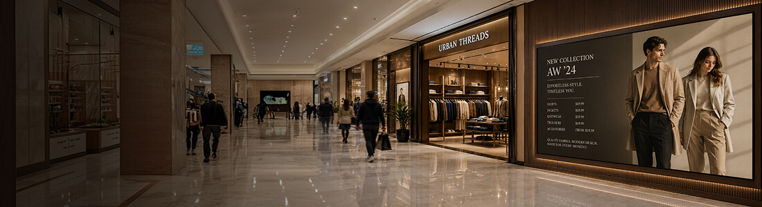 Indoor LED signage showcase